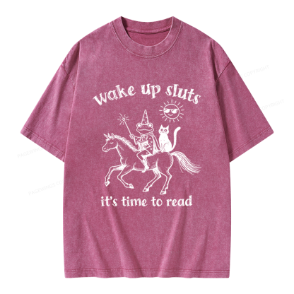 Pagewings Wake Up Sluts Unisex Washed T-shirt