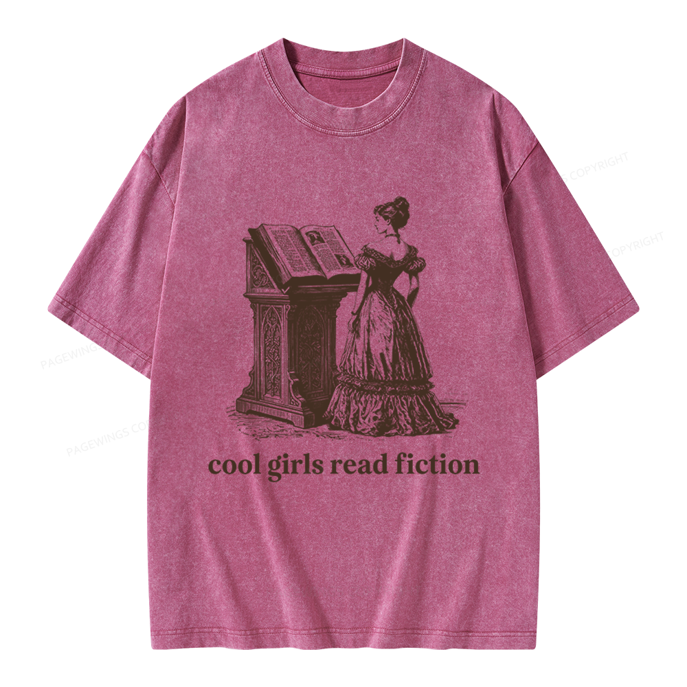 Pagewings Cool Girls Read Fiction Unisex Washed T-shirt