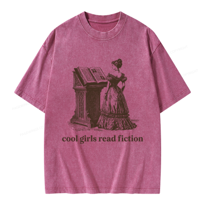 Pagewings Cool Girls Read Fiction Unisex Washed T-shirt