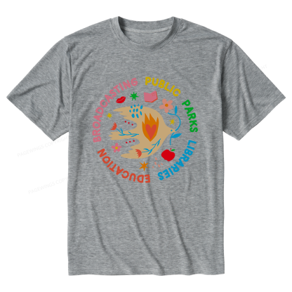 Pagewings Soft Public Parks Libraries Education Broadcasting Unisex Heather T-Shirt
