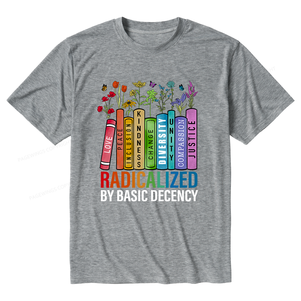 Pagewings Soft Radicalized by Basic Decency Unisex Heather T-Shirt