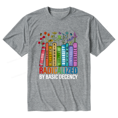 Pagewings Soft Radicalized by Basic Decency Unisex Heather T-Shirt