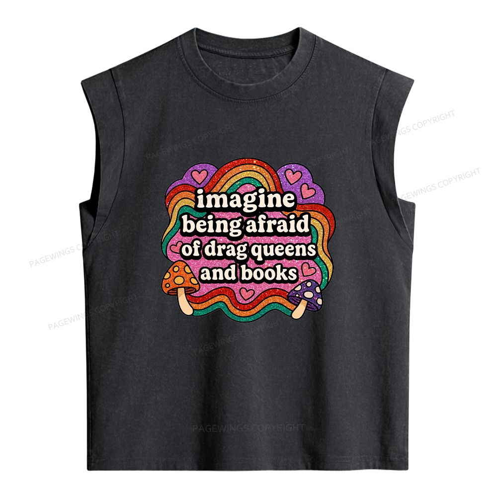 Pagewings Drag Queens And Books Women's Washed Tank Top