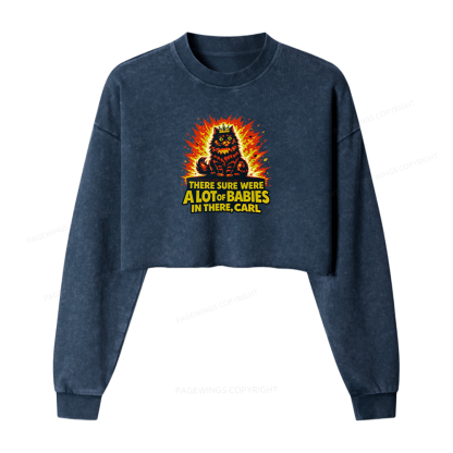 Pagewings A Lot Of Babies In There Washed Crop Sweatshirt
