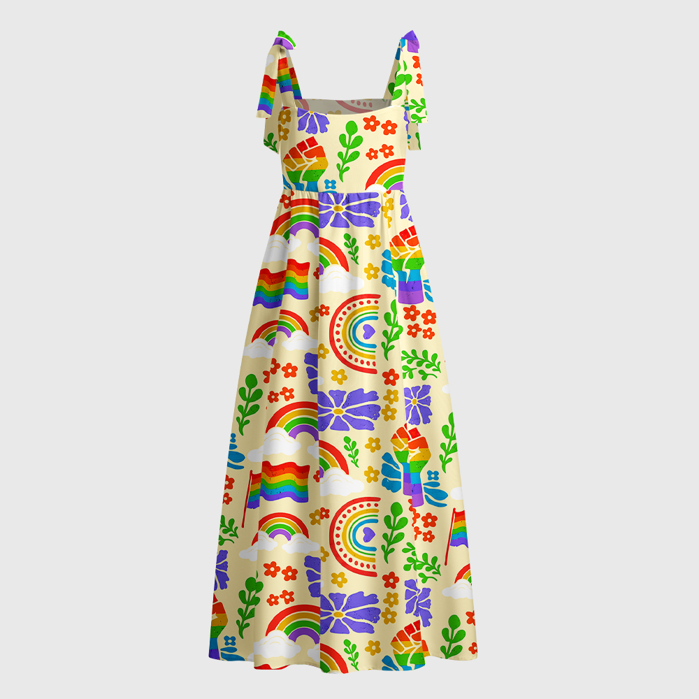 Pagewings Rainbow Tie Shoulder Maxi Dress