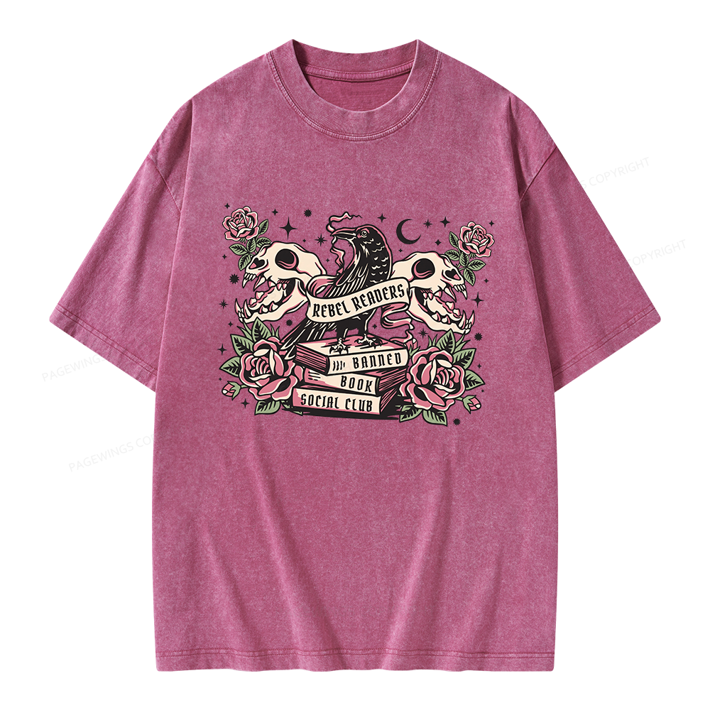 Pagewings Rebel Readers Banned Book Social Club Unisex Washed T-shirt
