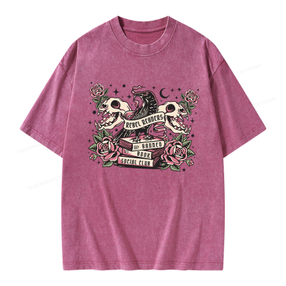 Pagewings Rebel Readers Banned Book Social Club Unisex Washed T-shirt