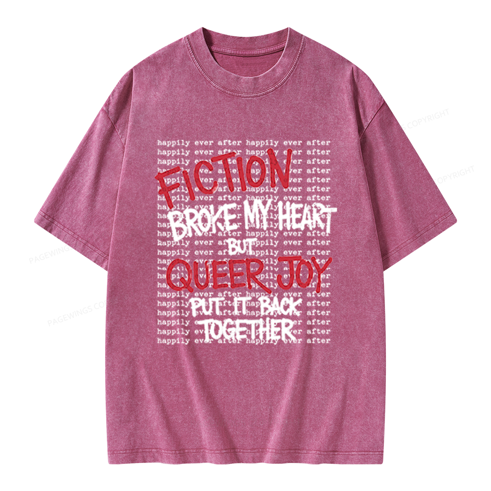 Pagewings Fiction Broke My Heart Unisex Washed T-shirt