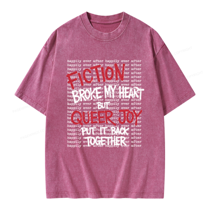 Pagewings Fiction Broke My Heart Unisex Washed T-shirt