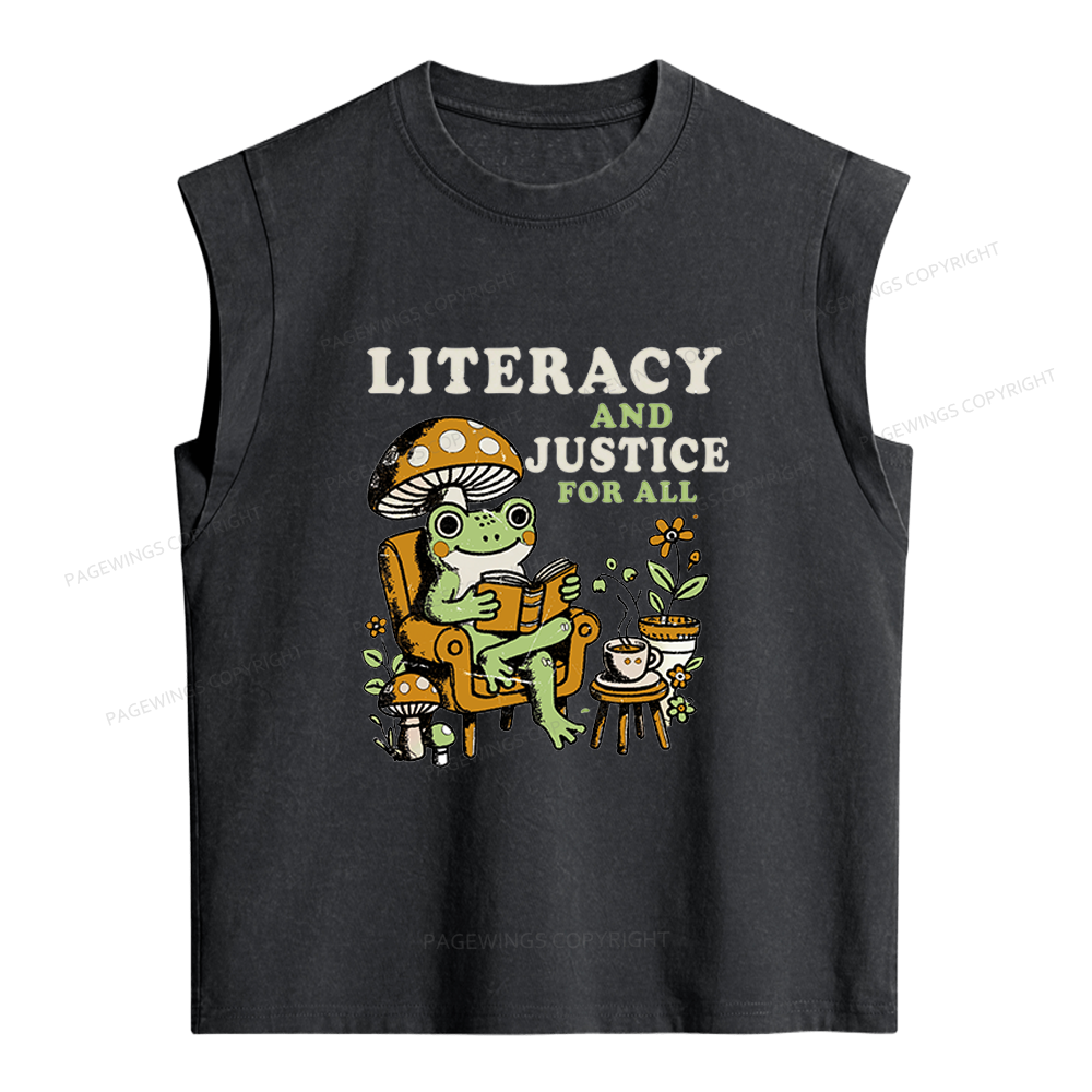 Pagewings Literacy And Justice For All Women's Washed Tank Top