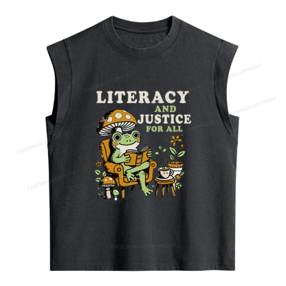 Pagewings Literacy And Justice For All Women's Washed Tank Top