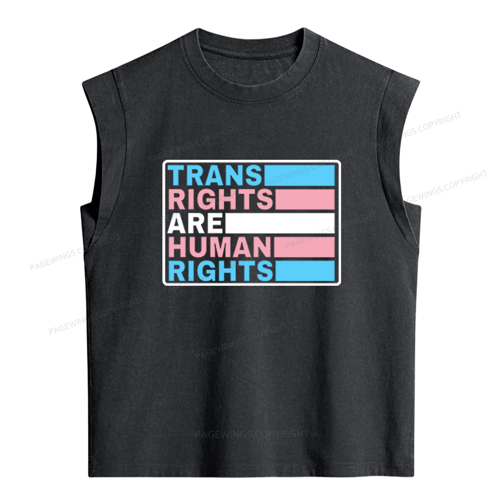 Pagewings Trans Rights Are Human Rights Women's Washed Tank Top
