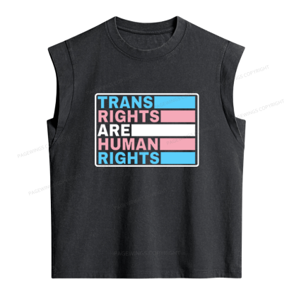 Pagewings Trans Rights Are Human Rights Women's Washed Tank Top