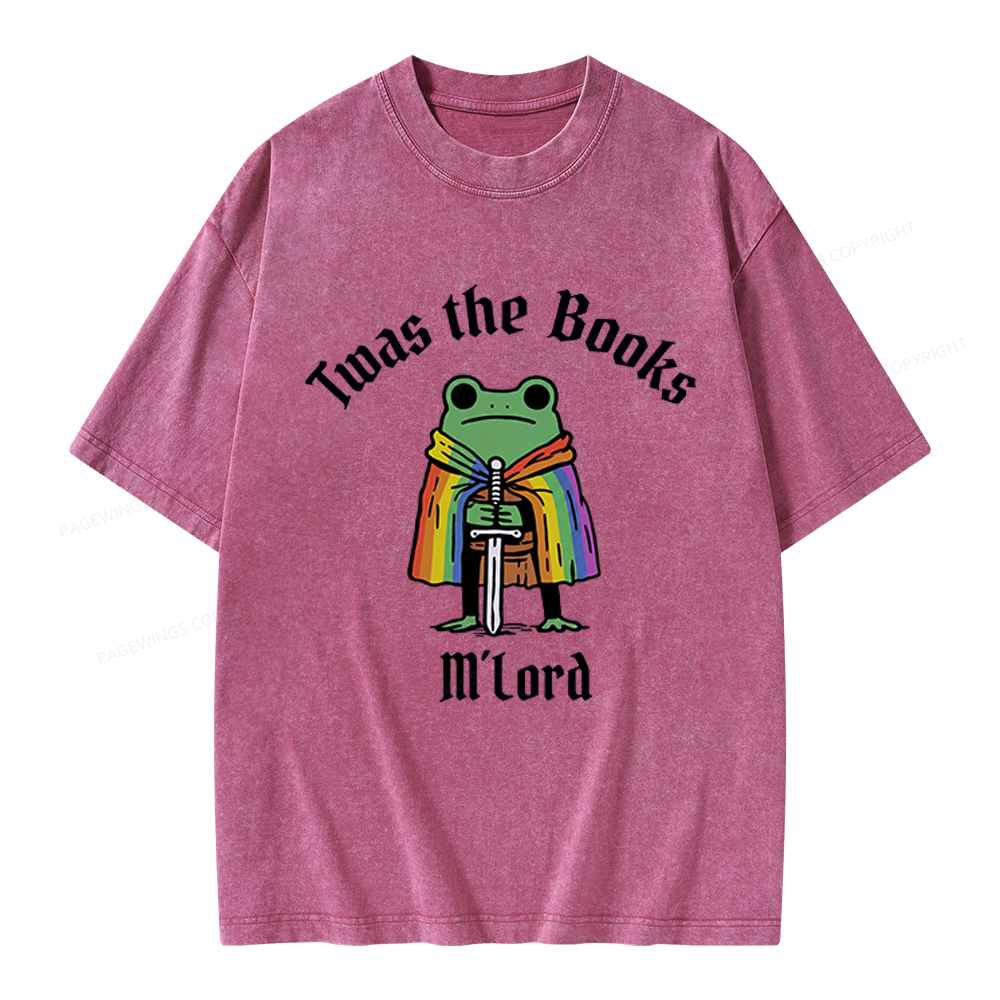 Pagewings Twas The Books Funny Unisex Washed T-shirt
