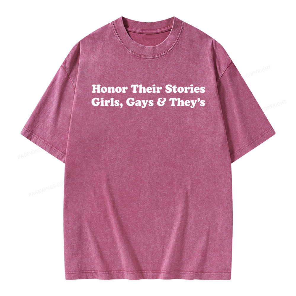 Pagewings Honor Their Stories Unisex Washed T-shirt