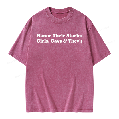 Pagewings Honor Their Stories Unisex Washed T-shirt