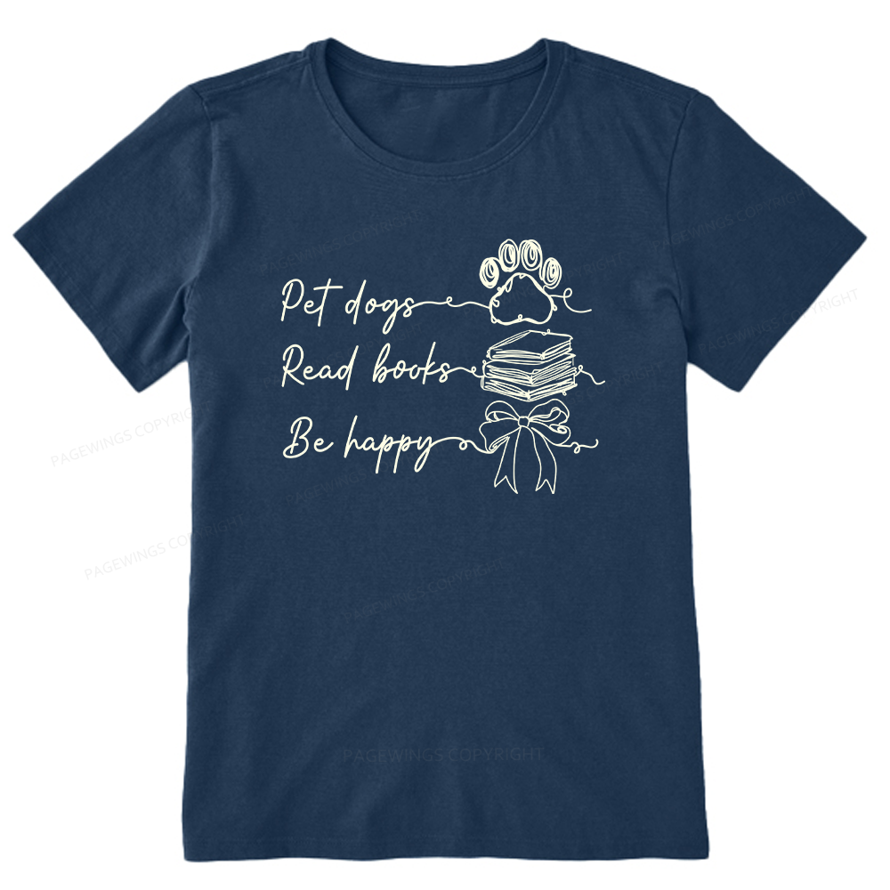 Pagewings Pet Dogs Read Books Be Happy Unisex Classic T-shirt