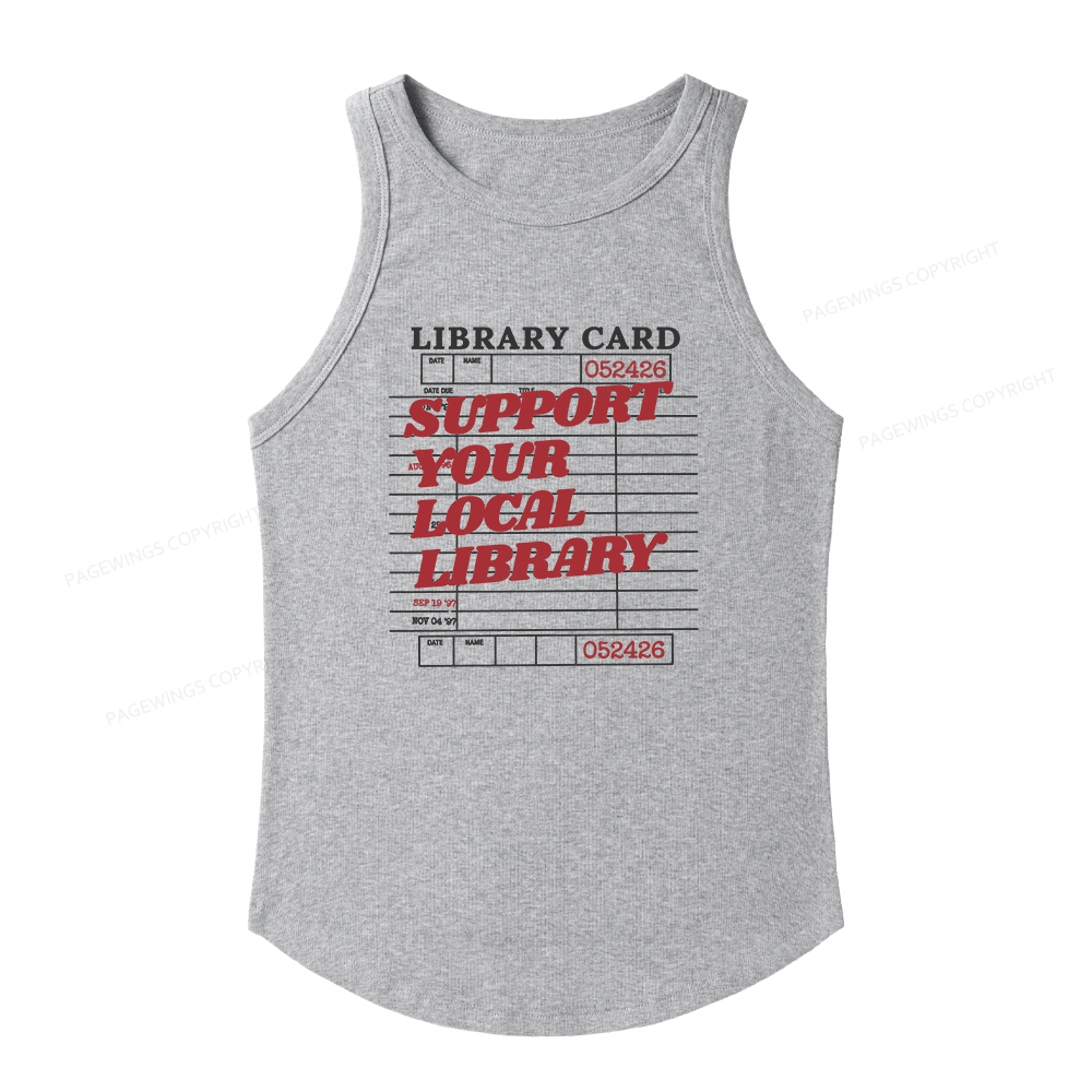 Pagewings Slim Fit Support your Local Library Women's Fitted Tank Top