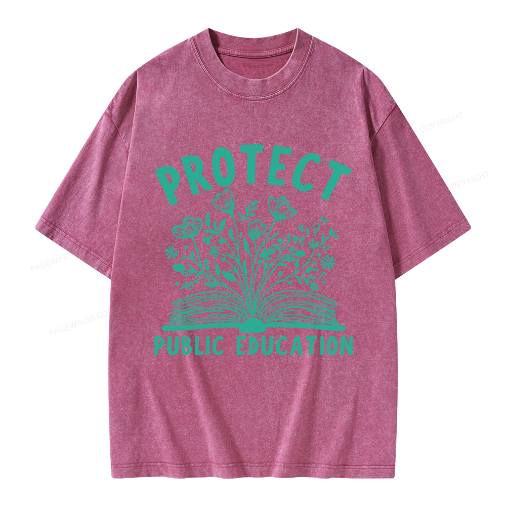 Pagewings Protect Public Education Unisex Washed T-shirt