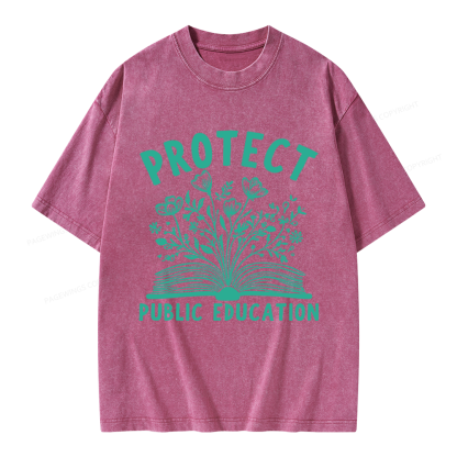 Pagewings Protect Public Education Unisex Washed T-shirt