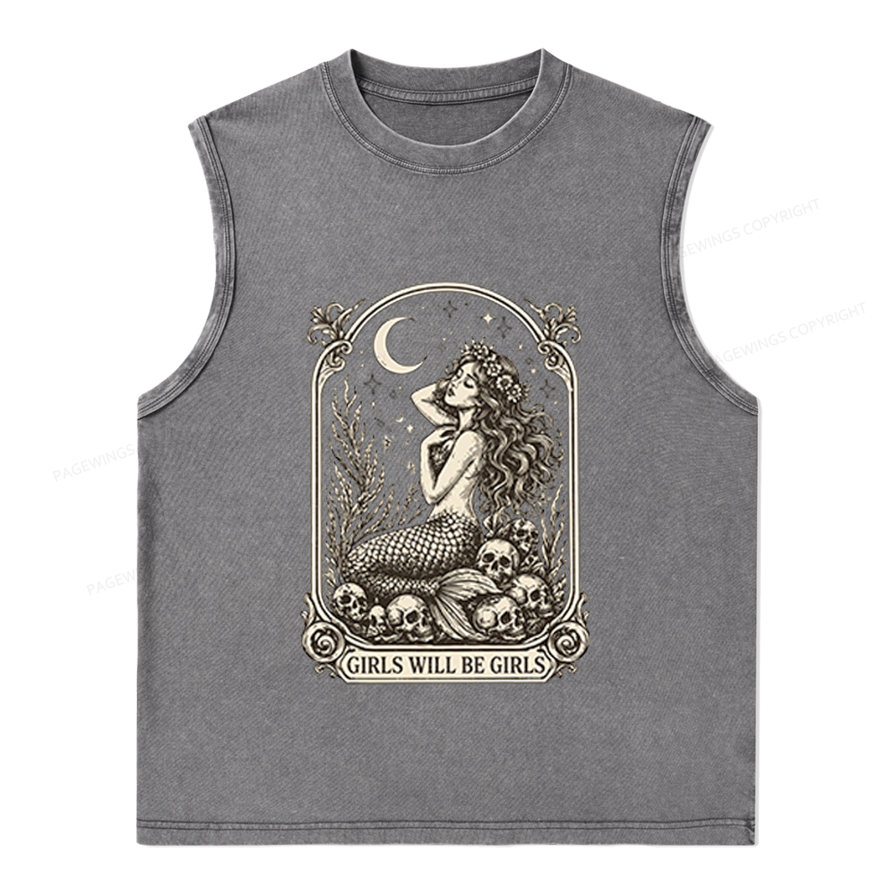 Pagewings Girls Will Be Girls Unisex Washed Tank Top