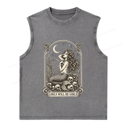 Pagewings Girls Will Be Girls Unisex Washed Tank Top