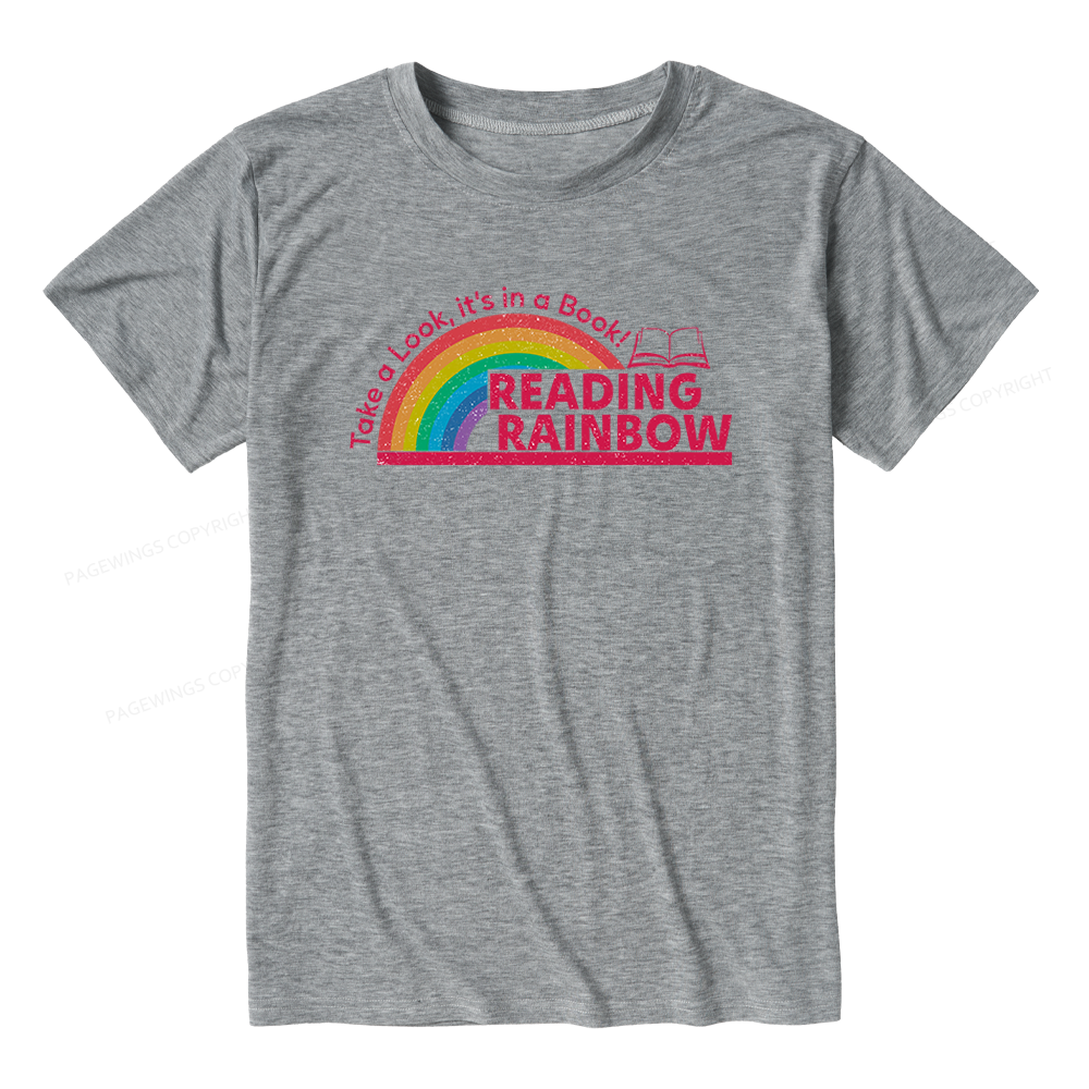 Pagewings Soft Reading With Rainbow Unisex Heather T-Shirt