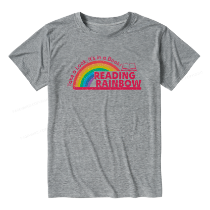 Pagewings Soft Reading With Rainbow Unisex Heather T-Shirt