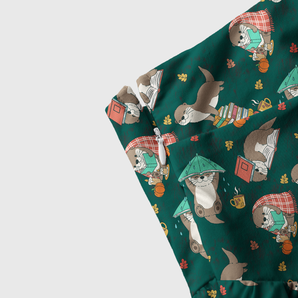 Pagewings Otters Love Reading Tie Shoulder Maxi Dress