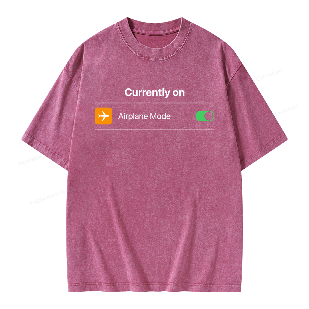 Pagewings Airplane Mode On Unisex Washed T-shirt