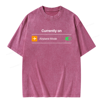 Pagewings Airplane Mode On Unisex Washed T-shirt