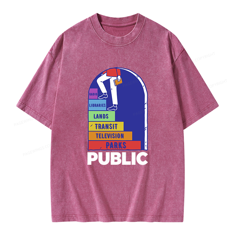 Pagewings Public Library Unisex Washed T-shirt