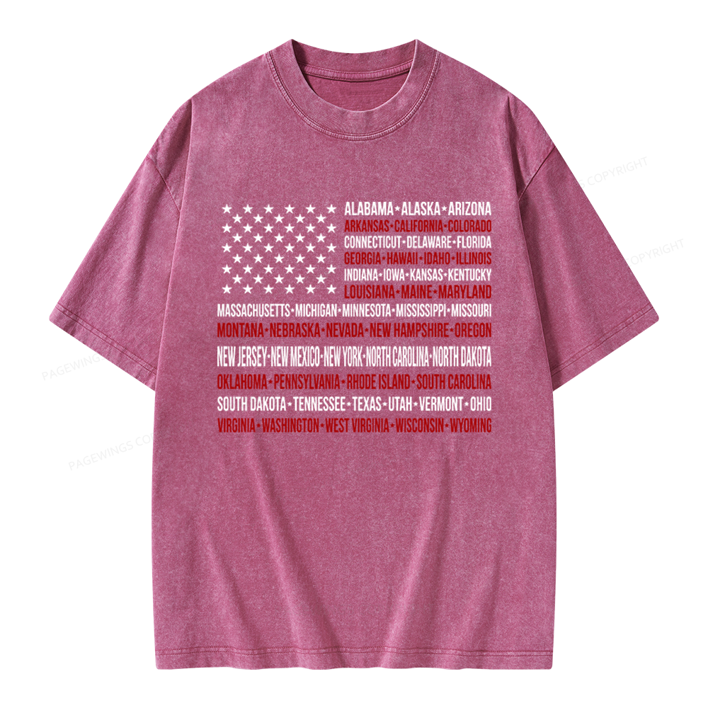 Pagewings Retro American Flag Unisex Washed T-shirt