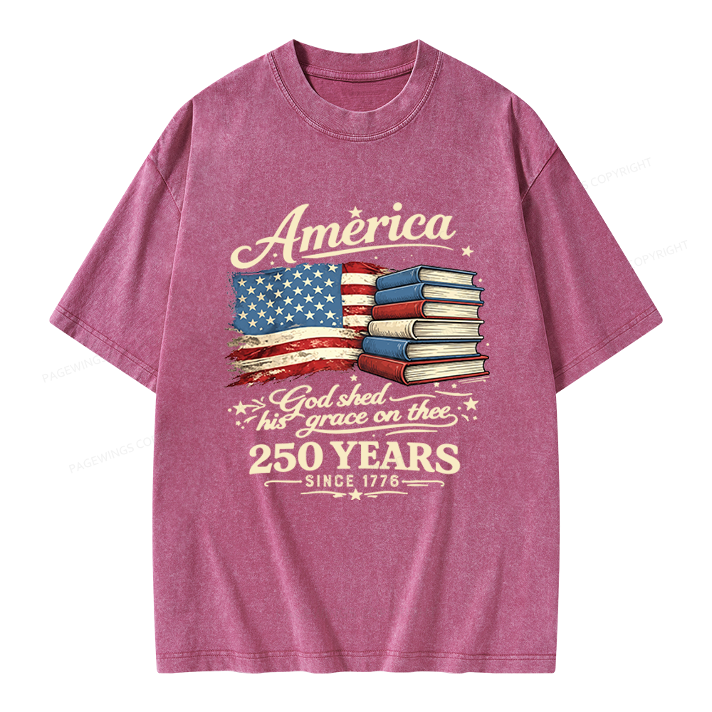 Pagewings Retro American Flag Unisex Washed T-shirt