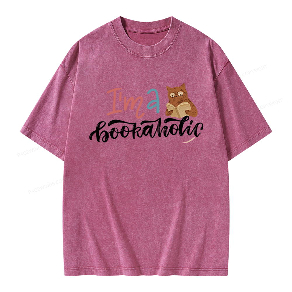 Pagewings I'm a Bookaholic Unisex Washed T-shirt