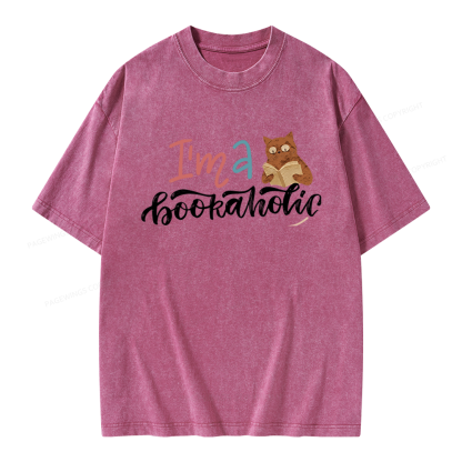 Pagewings I'm a Bookaholic Unisex Washed T-shirt