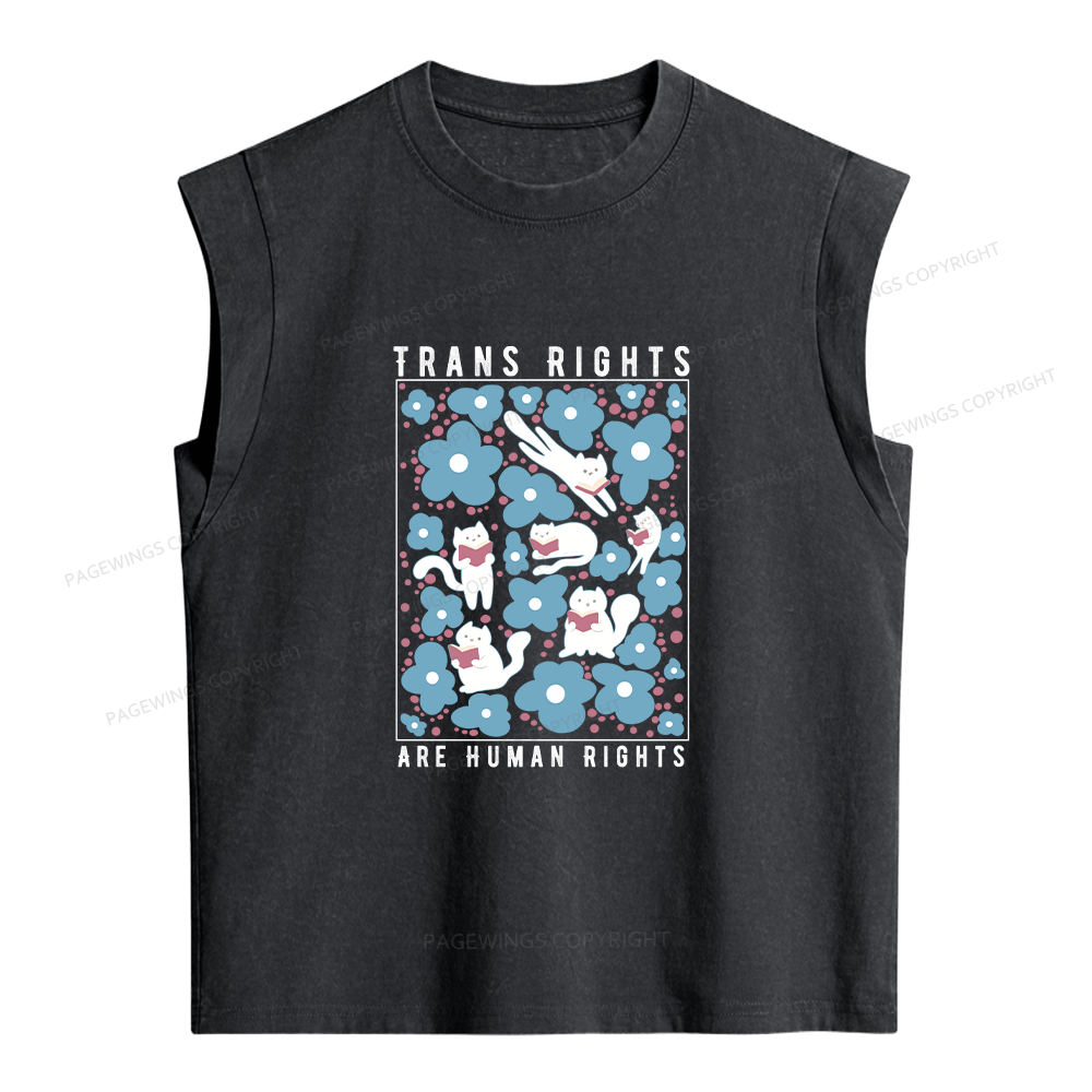 Pagewings Trans Rights Are Human Rights Women's Washed Tank Top