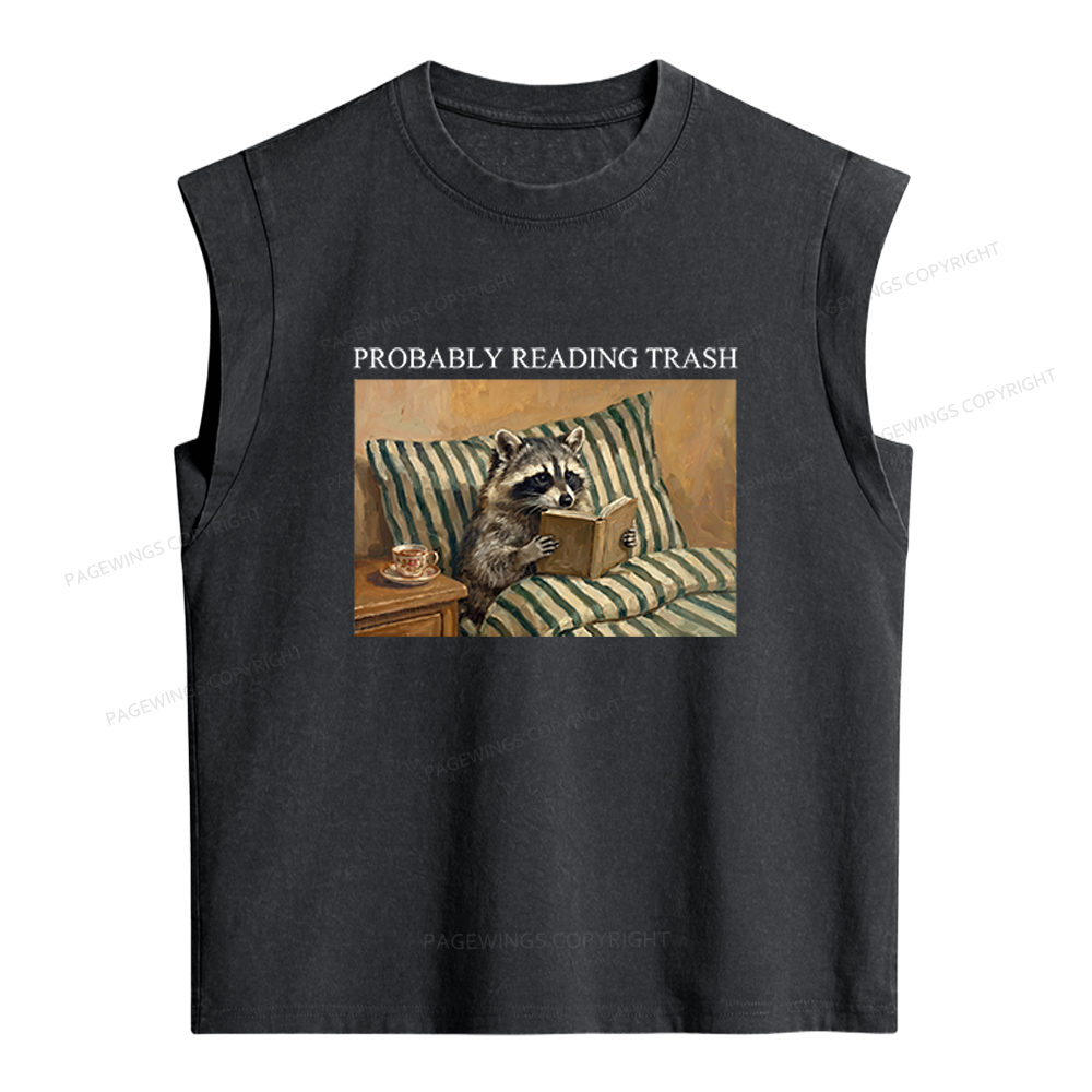 Pagewings Probably Reading Trash Women's Washed Tank Top