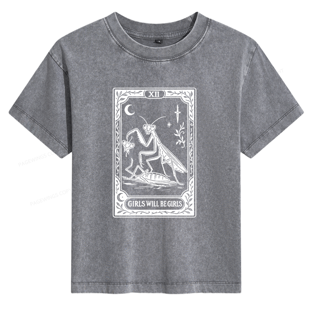 Pagewings Girls Will Be Girls Women's Washed T-shirt