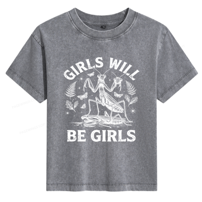 Pagewings Girls Will Be Girls Women's Washed T-shirt