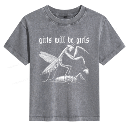 Pagewings Girls Will Be Girls Women's Washed T-shirt