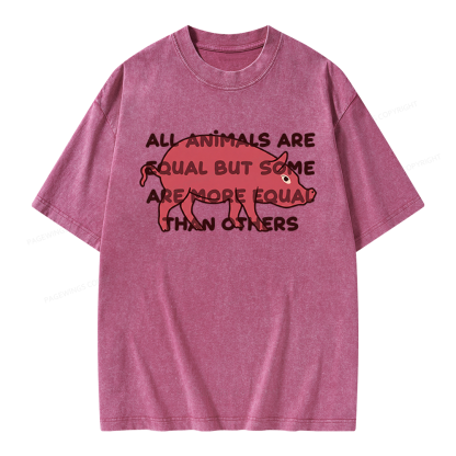 Pagewings All Animals Are Equal Unisex Washed T-shirt