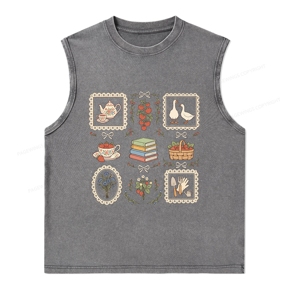 Pagewings Goose Reading Unisex Washed Tank Top