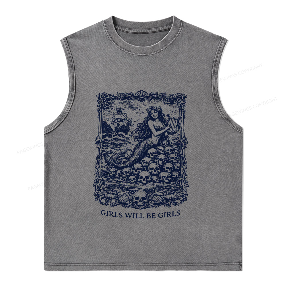 Pagewings Girls Will Be Girls Unisex Washed Tank Top