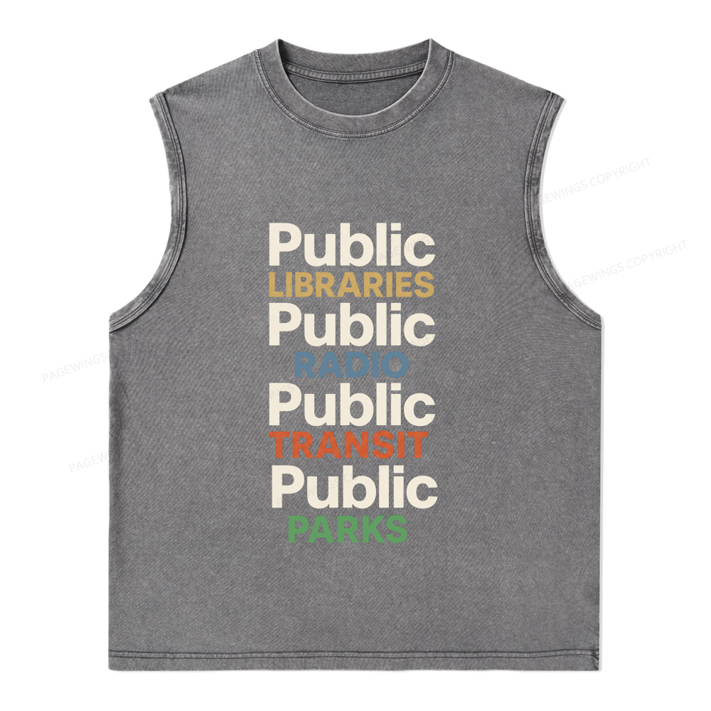 Pagewings Public Libraries Unisex Washed Tank Top