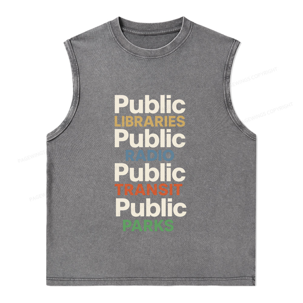 Pagewings Public Libraries Unisex Washed Tank Top