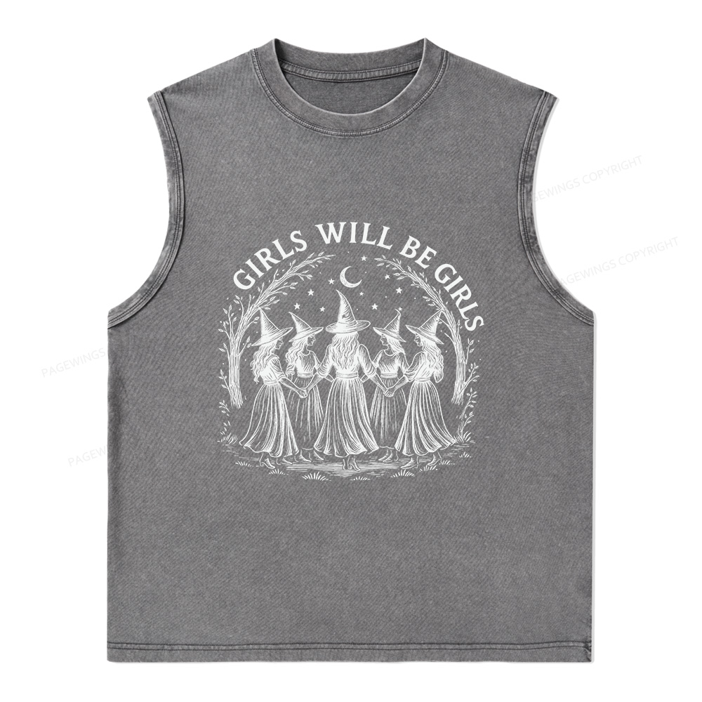 Pagewings Girls Will Be Girls Unisex Washed Tank Top
