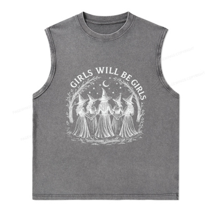 Pagewings Girls Will Be Girls Unisex Washed Tank Top