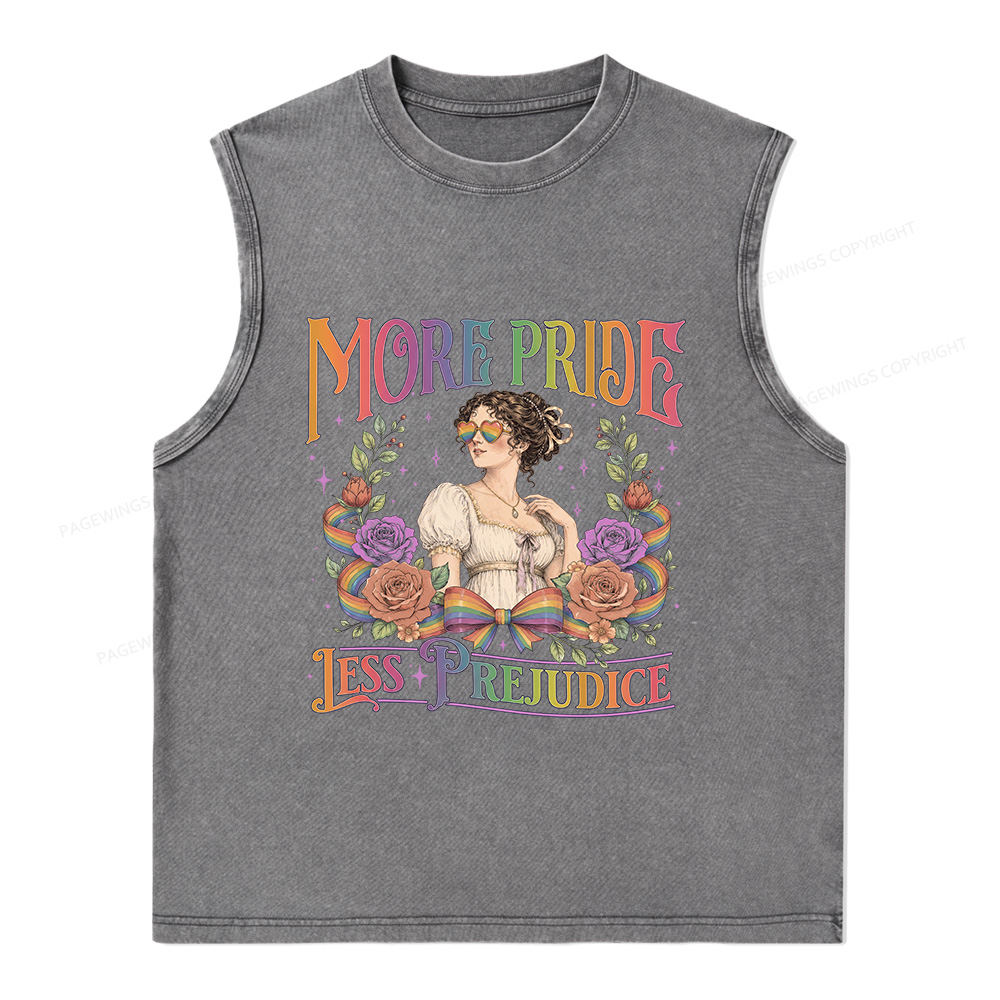 Pagewings More Pride Less Prejudice Unisex Washed Tank Top