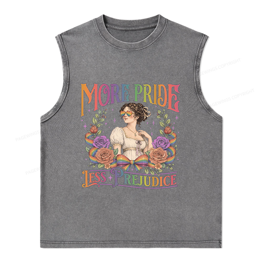 Pagewings More Pride Less Prejudice Unisex Washed Tank Top